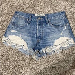High rise denim shorts